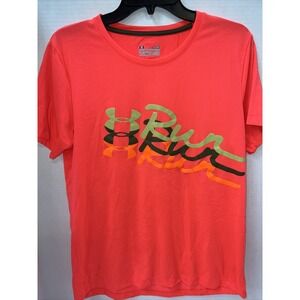 Under Armour Run Shirt Women's Large Semi Fitted Pink Short Sleeve